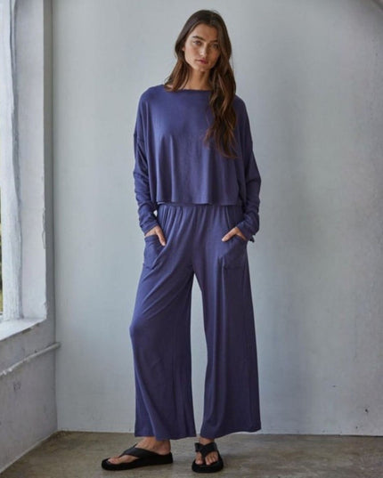 Daily Ease Elastic Waist Wide Leg Pants