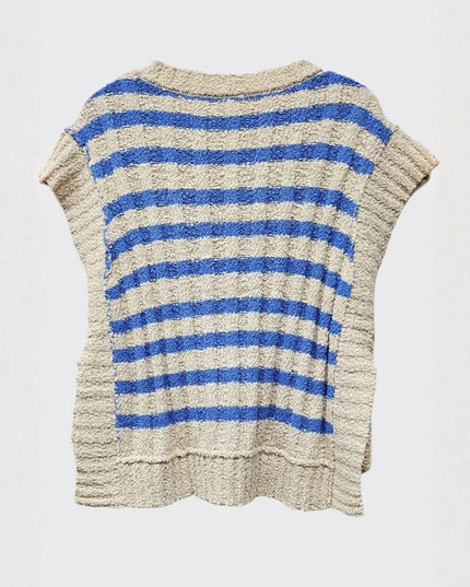 Striped Short Sleeve Lightweight Knit Sweater