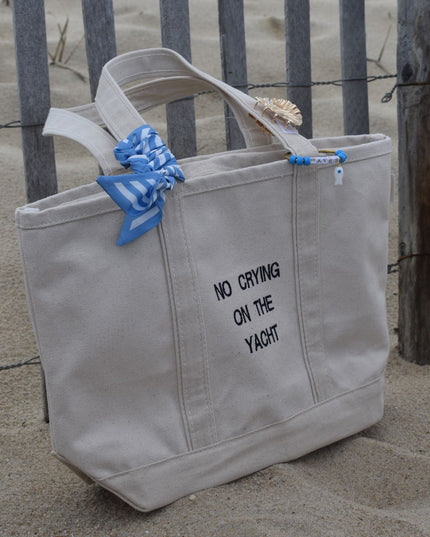 No Crying On The Yacht Embroidered Boat Tote Bag