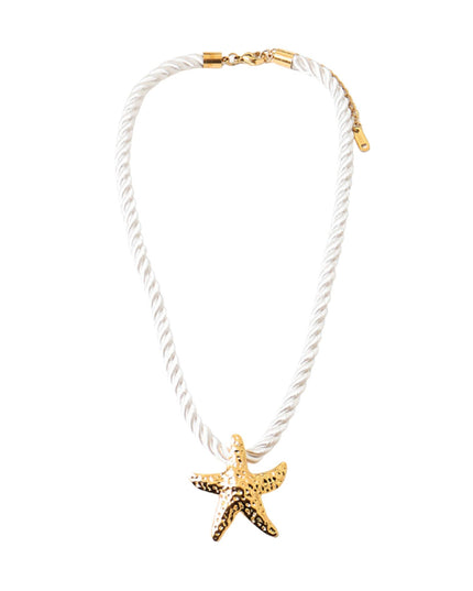 Gold Textured Starfish Twisted Rope Necklace