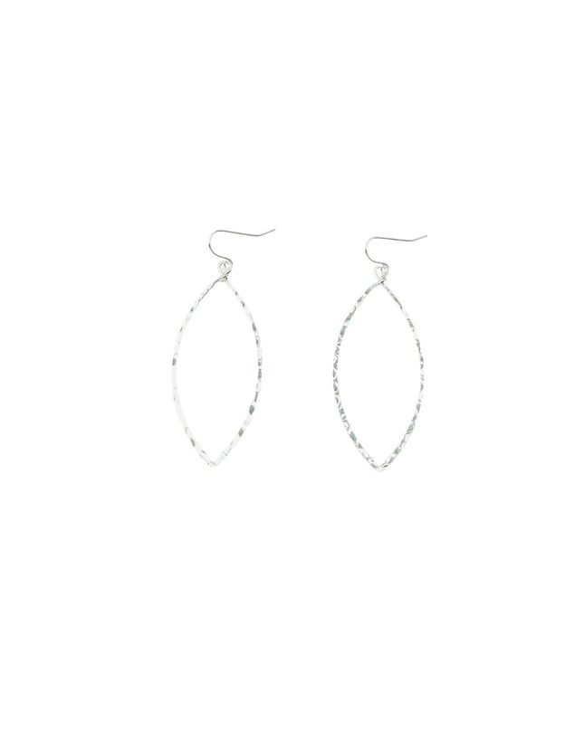 Open Marquise Hammered Metal Earrings
