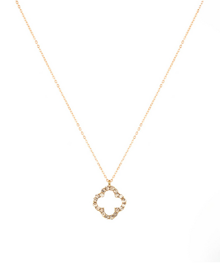 Rhinestone Open 10mm Clover Necklace