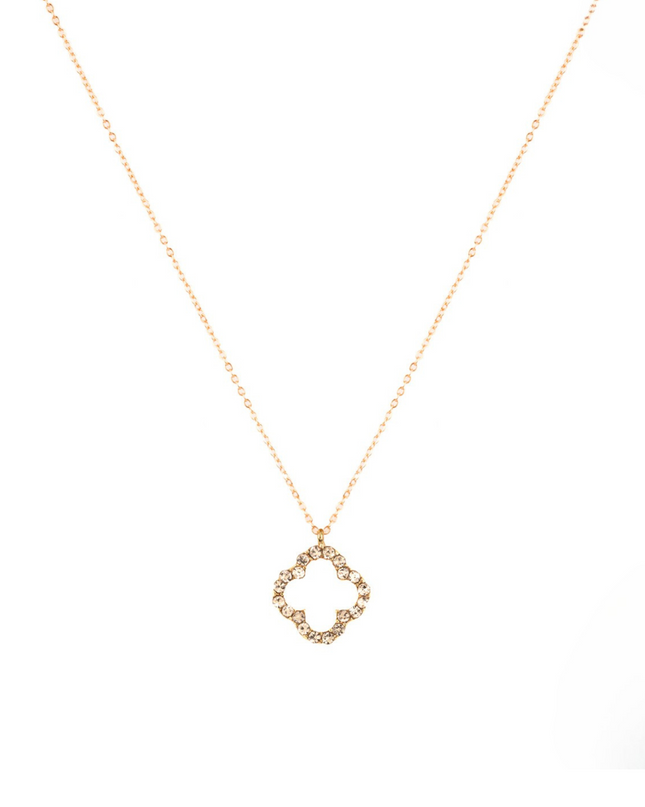 Rhinestone Open 10mm Clover Necklace