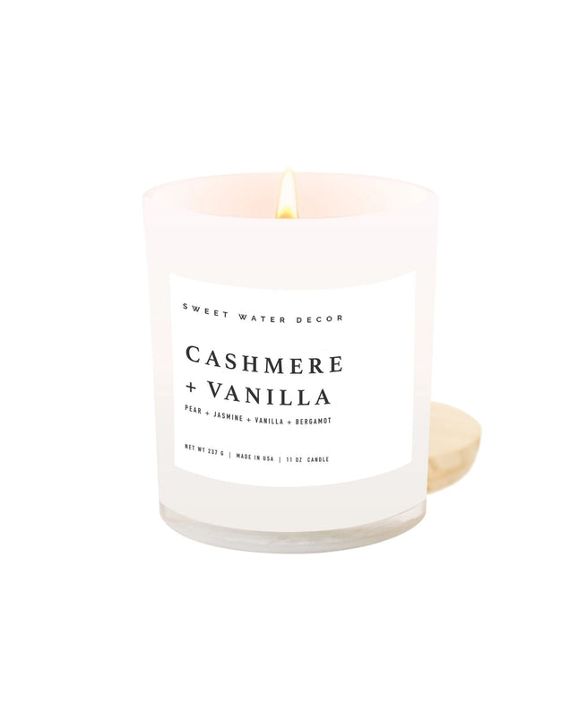 Cashmere & Vanilla 11oz White Jar Soy Candle