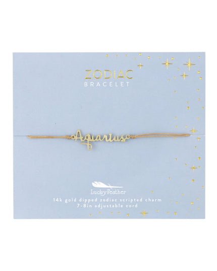 Zodiac Gold Scripted Adjustable Cord Bracelet