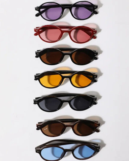 Slim Oval Frame Color-Tinted Lens Sunglasses