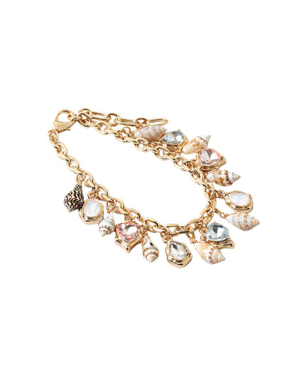 Seashell Crystal Charm Chain Link Bracelet