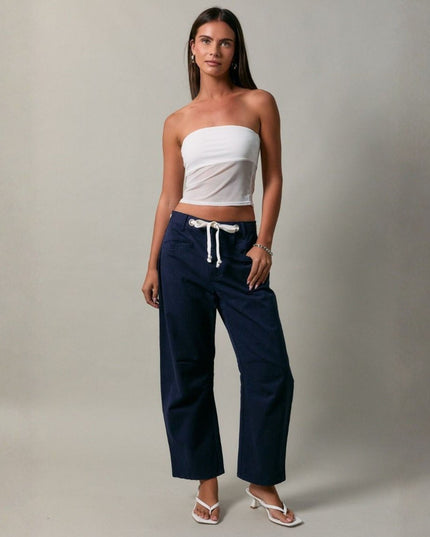High Rise Eyelet Detail Barrel Jeans