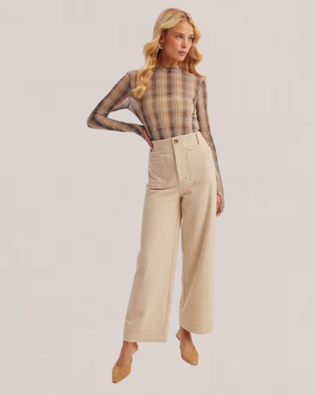 Stretch Corduroy Wide Leg Crop Pants