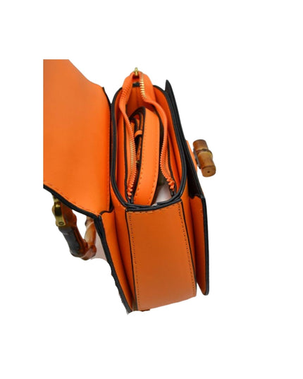 Bamboo Handle & Closure Detail Satchel Bag