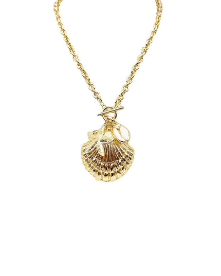 Metal Puka Clam Seashell Starfish Toggle Necklace