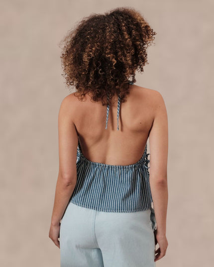 Striped Tie Side Halter Top