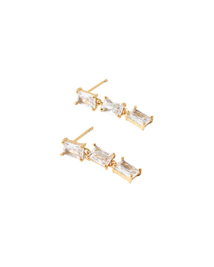 Triple Rectangle Post Droplet Crystal Earrings