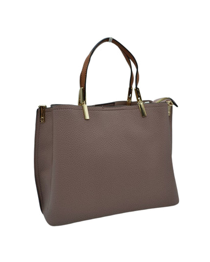 Gold Detailed & Brown Handled Textured Bag