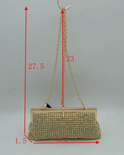 Rectangle Sparkly Stone Evening Clutch Shoulder Bag