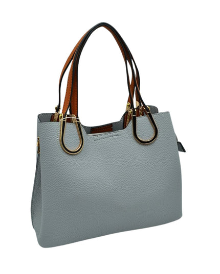 Structured Black & Gold Detailed Handle Handbag