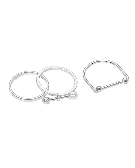 Bar Ball Pearl Tip 3 Ring Set