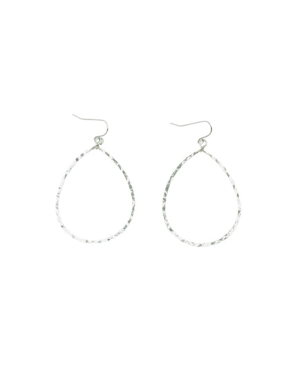 Teardrop Hammered Metal Open Earrings