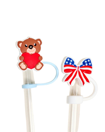 Star Spangled Bear Straw Topper Set