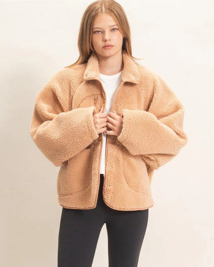Sherpa Fleece Button Down Jacket