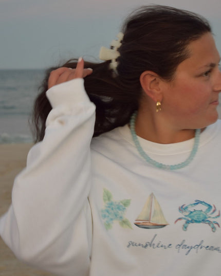 Costal Watercolor Beach Icon Crewneck Sweatshirt