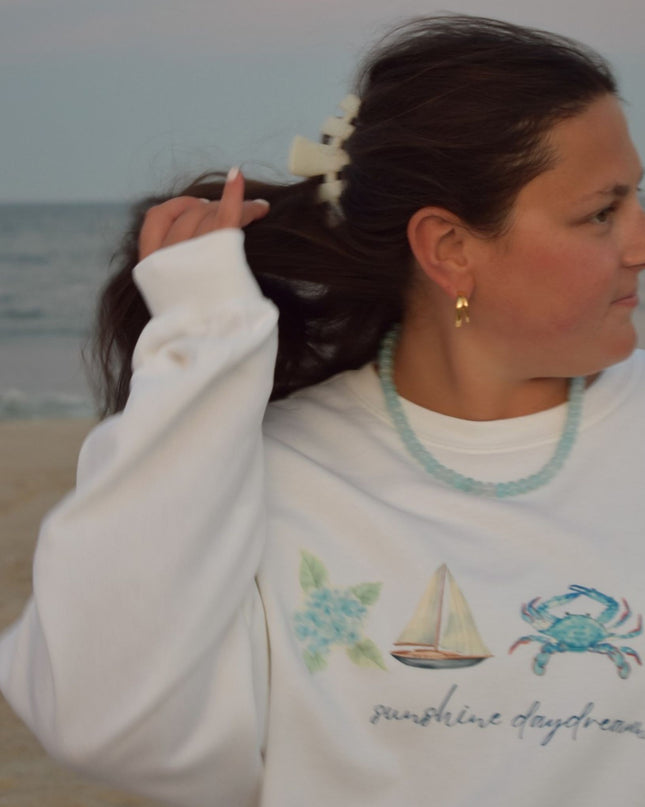 Costal Watercolor Beach Icon Crewneck Sweatshirt