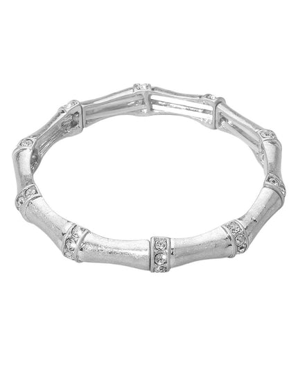 CZ Spaced Bamboo Metal Bracelet