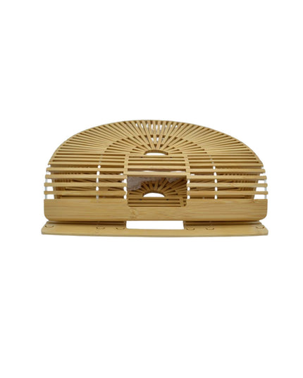 Small Open Bamboo Clutch Half Moon Bag