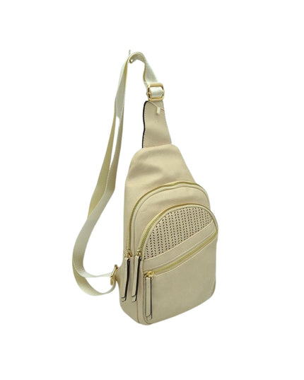 Laser Cut Front 3 Zip Sling Bag