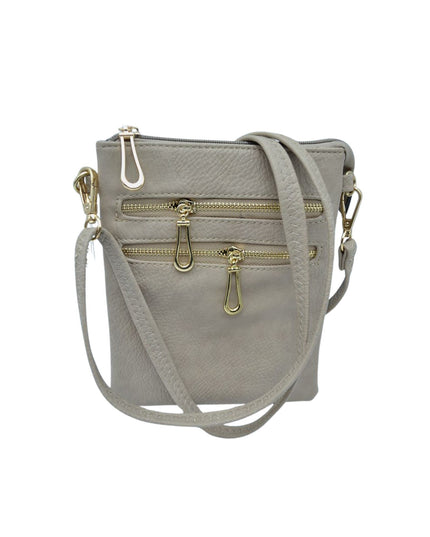 2 Zipper Tall Vegan Leather Crossbody Bag