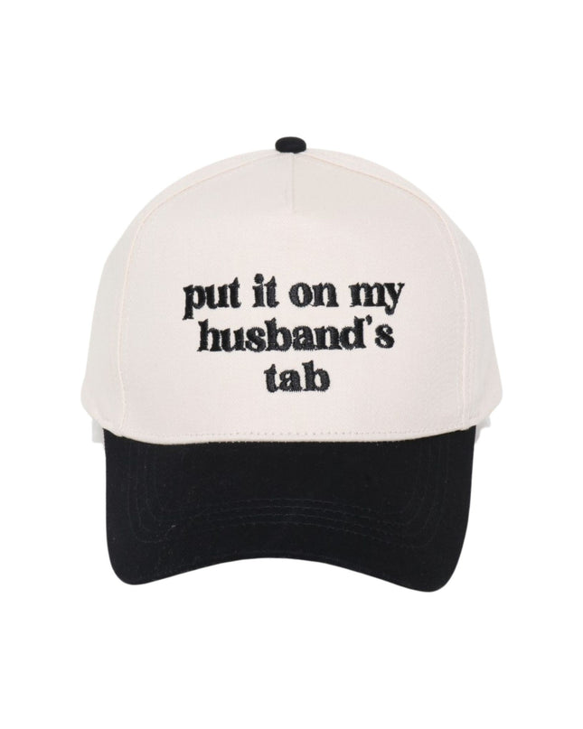 Put It On My Husband's Tab Embroidery Two Tone Trucker Hat