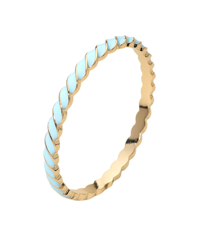 Enamel Inlay Twisted Hinged Bangle Bracelet