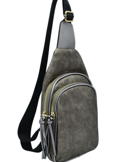 Ribbed Sling Crossbody Bag