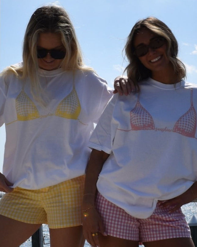 Gingham Bikini Top Tee