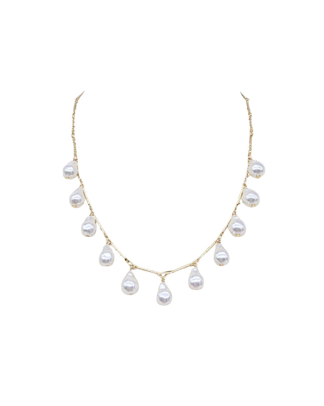 Teardrop Pearl Charm Necklace