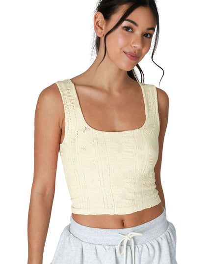 Double Lace Cropped Square Neck Tank Top