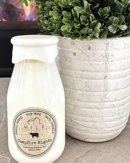 Campfire Nights Milk Bottle Candle
