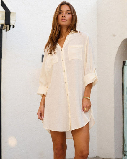 Cabana Button Down Shirt Dress