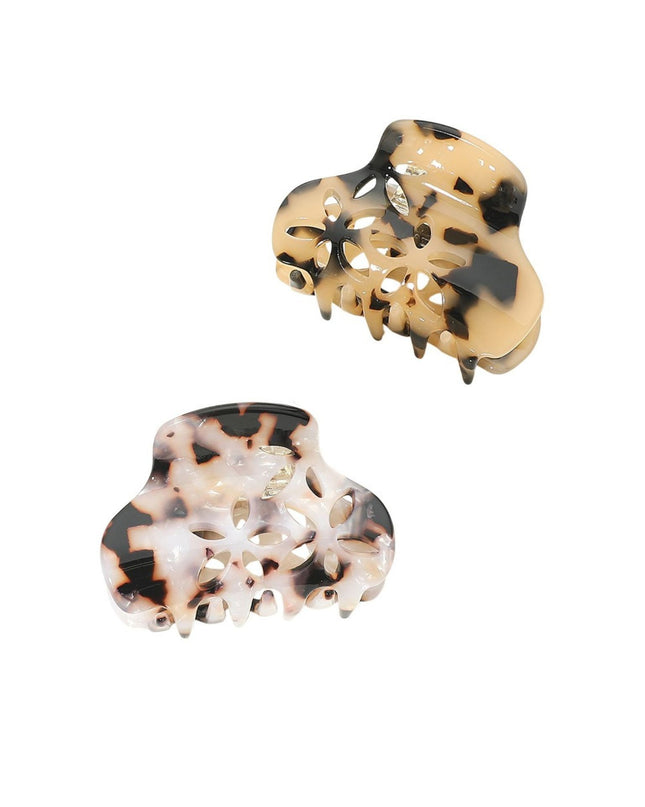Tortoise Small Floral Cut Out Hair Claw Clip
