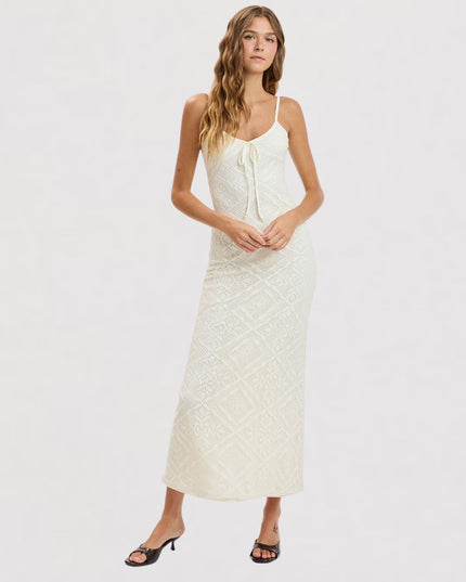 Crochet Lace Round Neck Maxi Dress