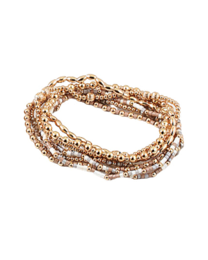 Mixed Gold Metal Colorful Beads Bracelet Set