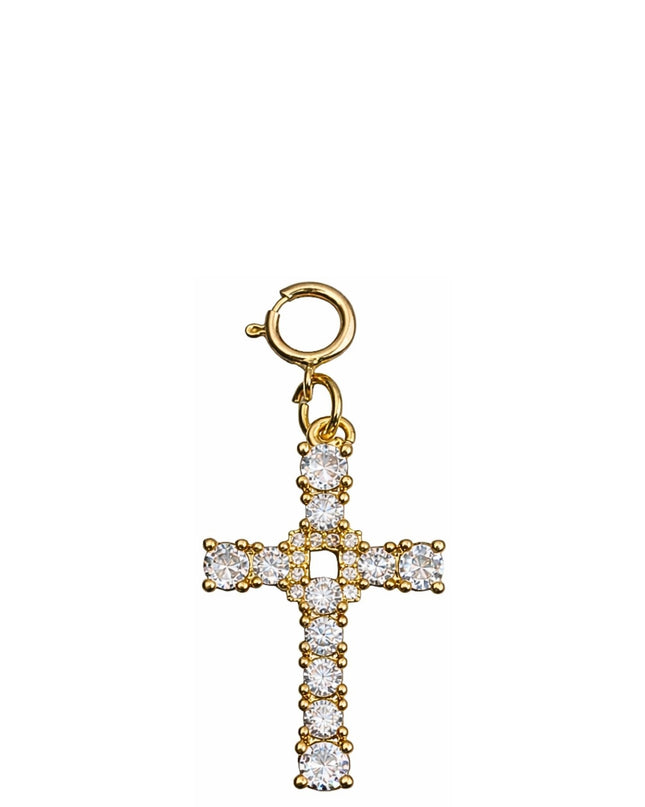 Crystal Cross Gold Charm