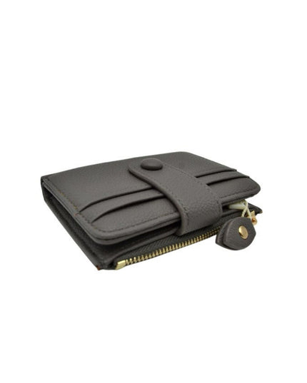 Zipper Button Card Holder Wallet