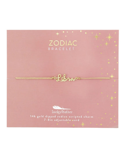Zodiac Gold Scripted Adjustable Cord Bracelet