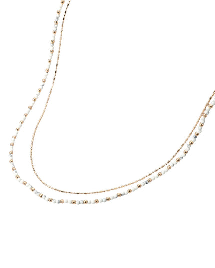 Ball Beaded Metal Chain Layered Gold Necklace