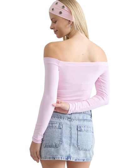 Off Shoulder Long Sleeve Knit Top