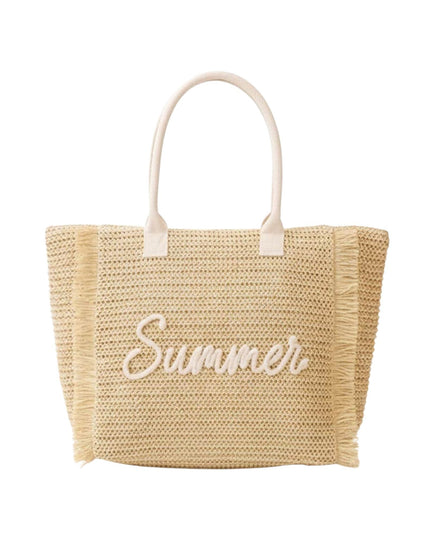 Summer Fringe Embroidery Woven Straw Tote Shoulder Bag