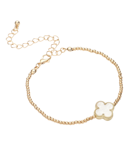 Quatrefoil Metal Ball Beaded Bracelet