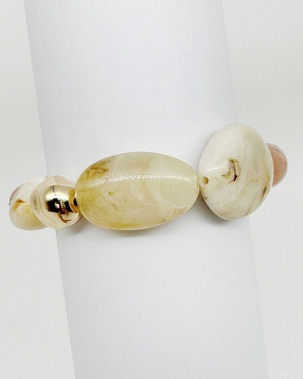 Chunky Natural Stone Gold Bead Stretch Bracelet