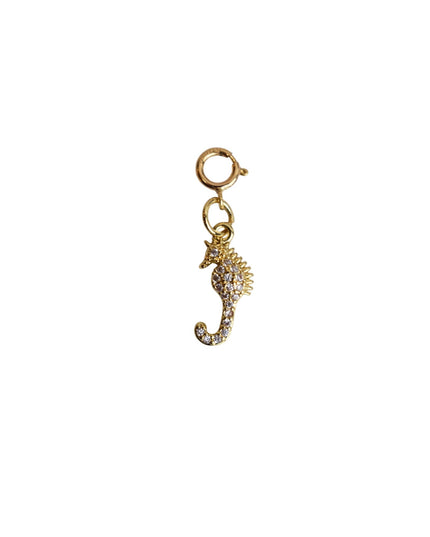 Seahorse Crystal Stone Gold Metal Charm
